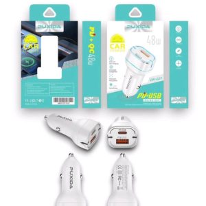 Cargador Auto PUXIDA USB + C 48W Blanco