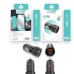 Cargador Auto PUXIDA USB + C 48W Negro